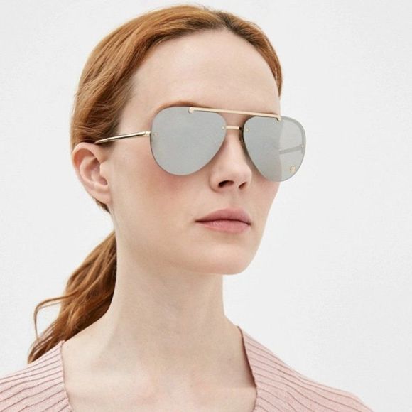 Versace VE2231 12526G Sunglasses Aviator Pale Gold Rimless Mirrored Women - Picture 4 of 10